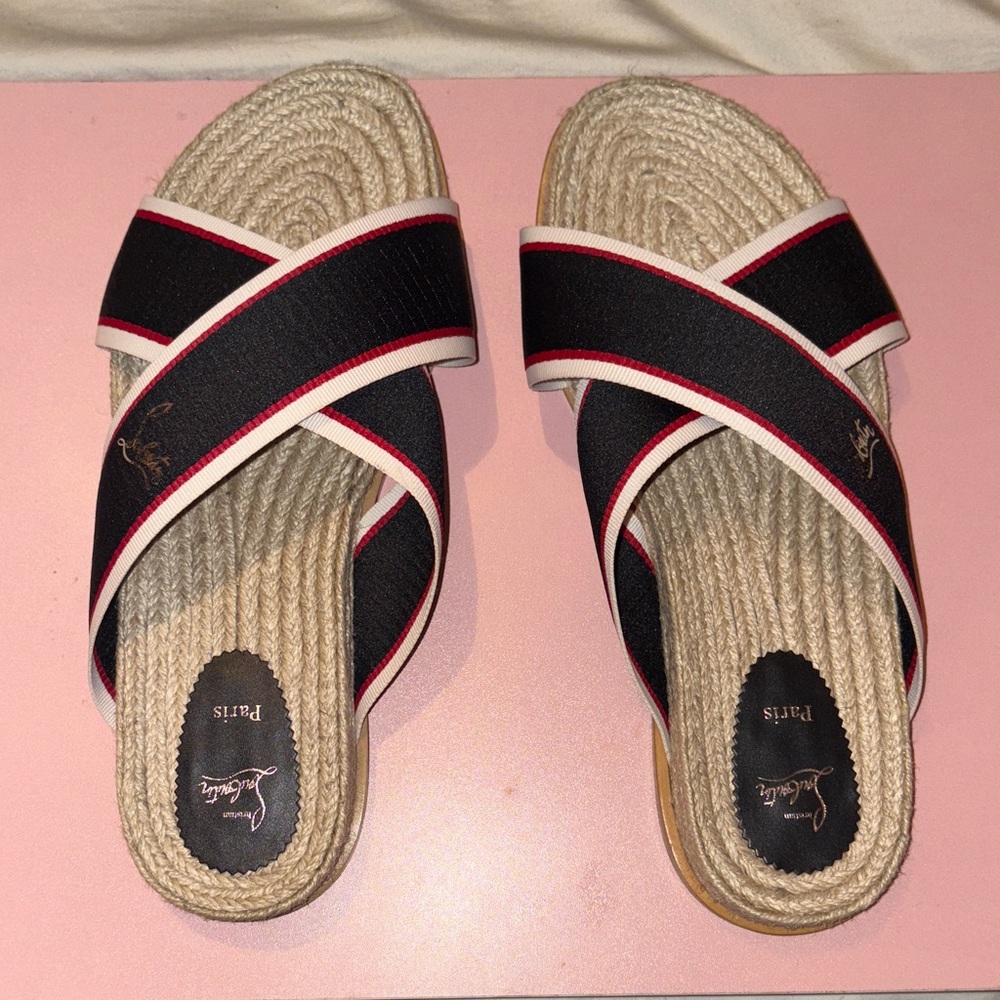 Christian Louboutin Black and Cream Espadrilles